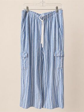 Roxy Striped Wide Leg Cargo Pants Sz Large